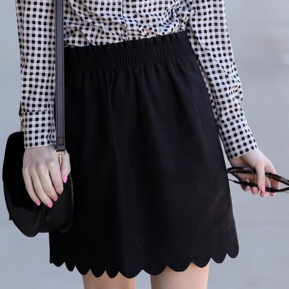 J.Crew Black Scalloped Edge Sidewalk Skirt - Picture 1 of 5